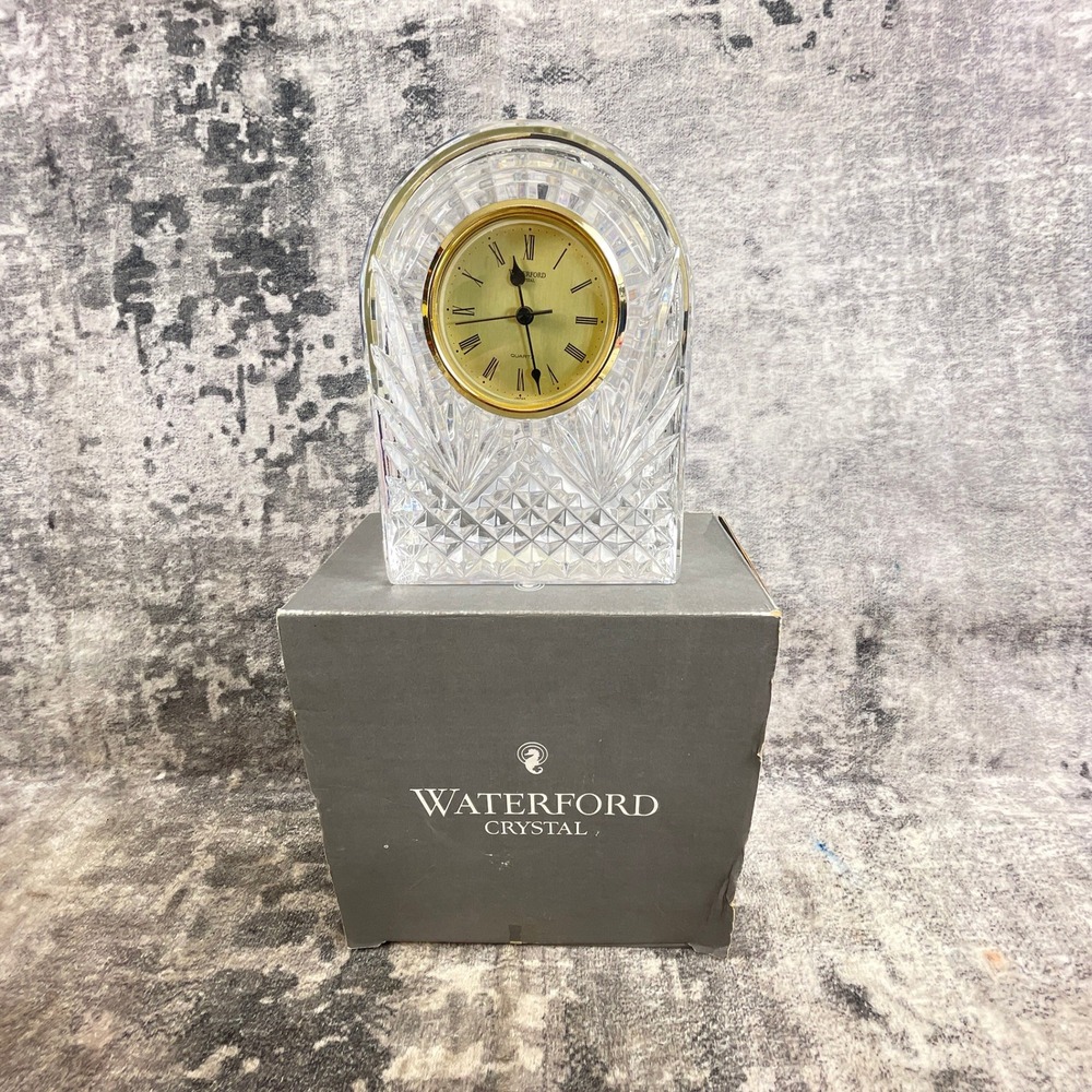Vtg‎ Waterford Crystal Large Mantel Clock Clear Lead Crystal Old Money Tested